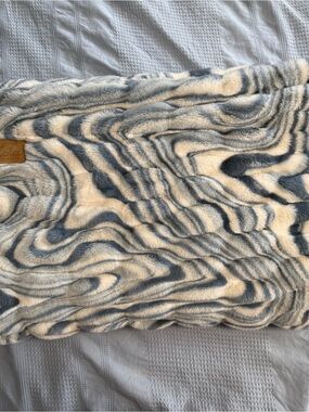 lola Cosmic Blue Plush Swirl Throw Blanket Size Large